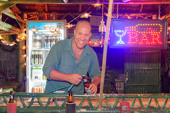 Taking over bar tending duties